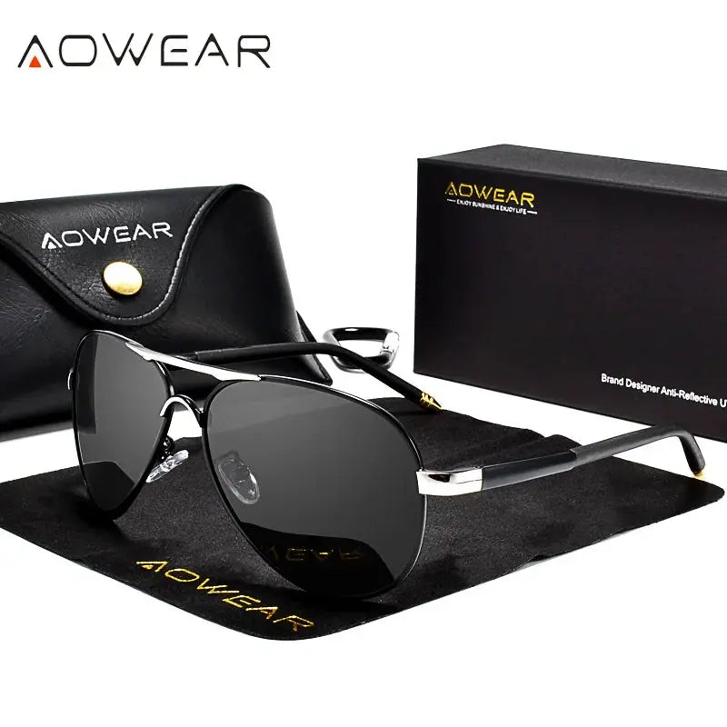 AOWEAR Men's Aviation Sunglasses Men Polarized Mirror Sunglass for Man HD Driving Pilot Sun Glasses lunettes de soleil homme - Suncollections