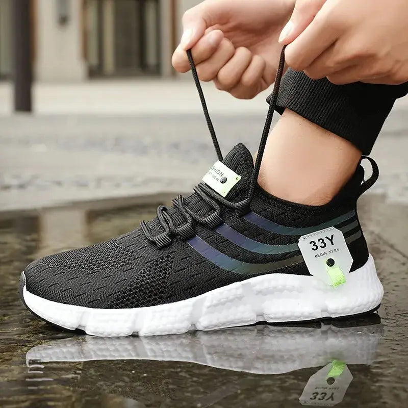Men Casual Sport Shoes Breathable Lightweight Sneakers Outdoor Mesh Black Running Shoes Athletic Jogging Tenis Walking Shoes Suncollections