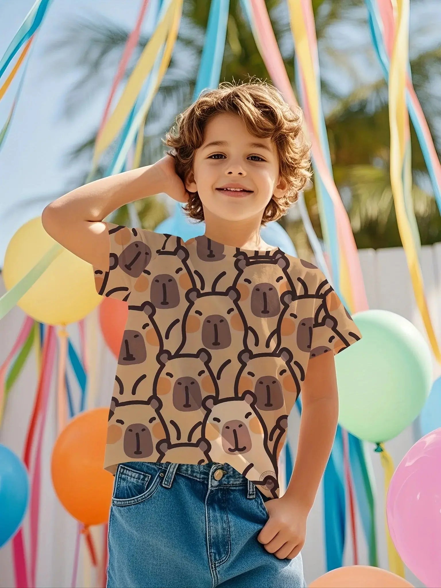 Cute Capybara Graphic Children's Clothing Boys Tshirt Summer Short Sleeve Casual Daily Kids Girls Clothes T-Shirt O-Neck Tops - Suncollections