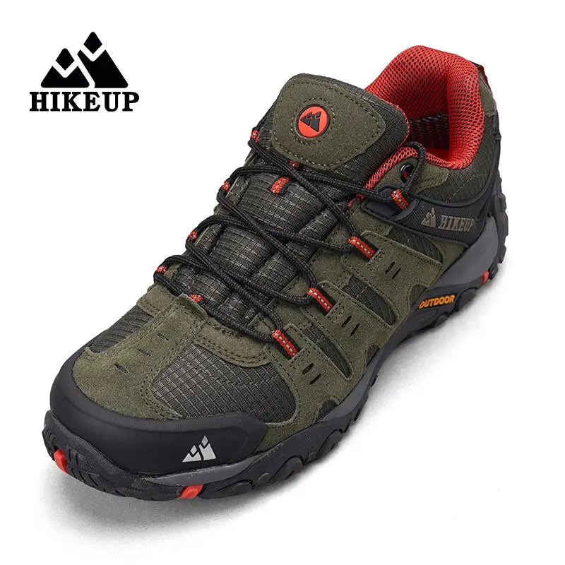 HIKEUP Men's Hiking Shoes Suede Leather Outdoor Shoes Wear-resistant Men Trekking Walking Hunting Tactical Sneakers Suncollections