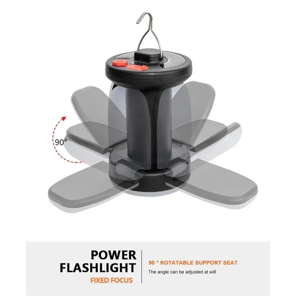 High Power Solar LED Camping Lantern Rechargeable 4500mAh 1000LM Emergency Power Bank Foldable 6 Light Modes for Camping Fishing - Suncollections