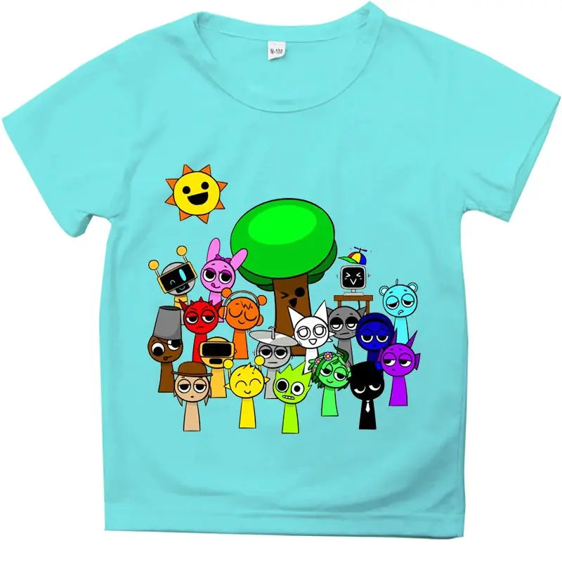 Funny Sprunki T-shirts Boys Girls Summer Short Sleeve Tees Kids Cartoon Incredibox Game Tshirt Sprunki Children Clothing Tops - Suncollections