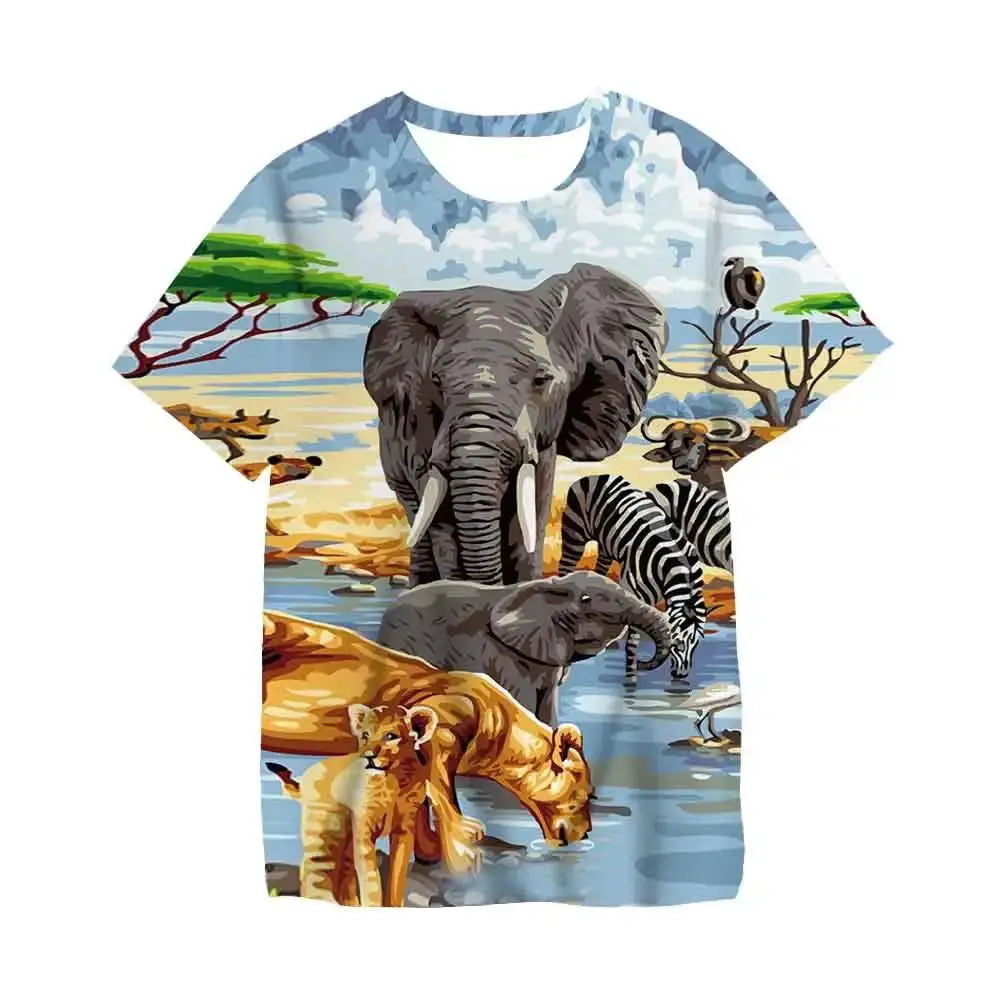 2024 Child Boys Girls Dinosaur T-shirts Summer Short Sleeve Boy Clothes Causal T Shirt Tops Tee Children's clothing 3-14 year - Suncollections