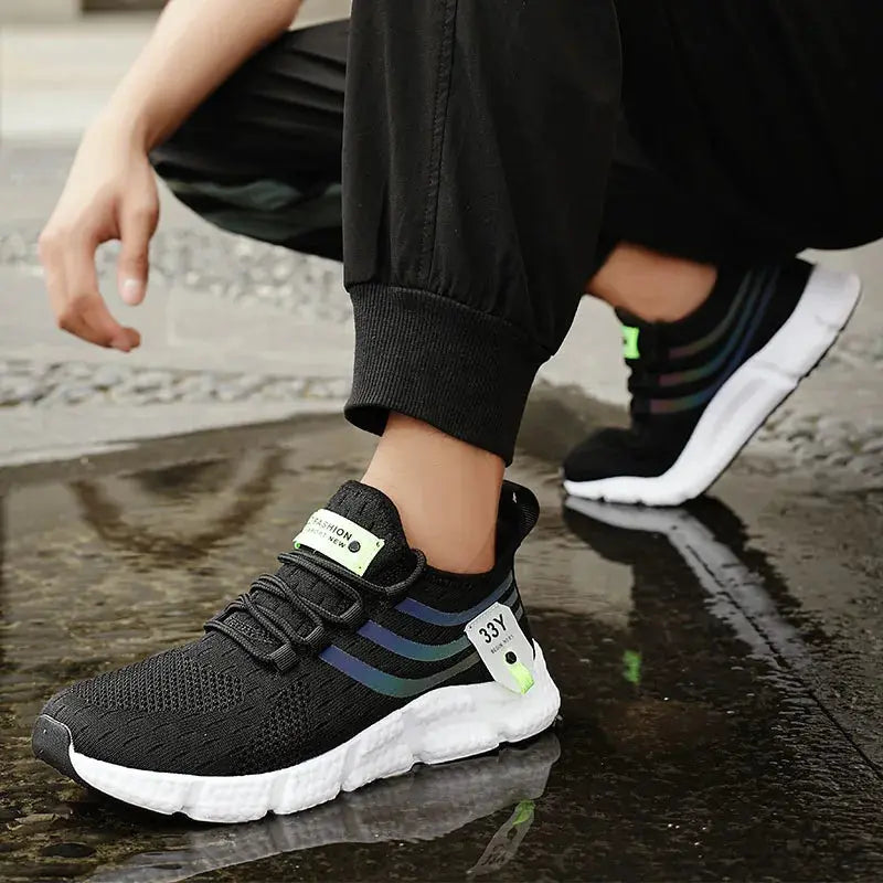 Men Casual Sport Shoes Breathable Lightweight Sneakers Outdoor Mesh Black Running Shoes Athletic Jogging Tenis Walking Shoes Suncollections