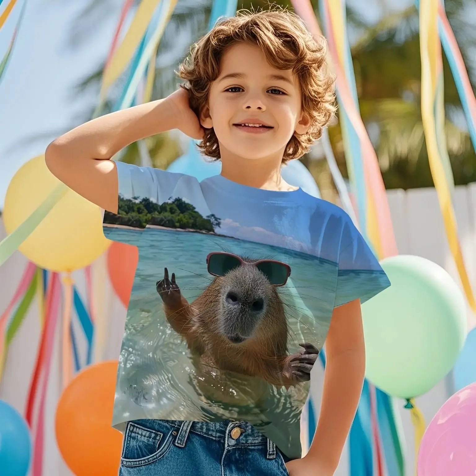 Cute Capybara Graphic Children's Clothing Boys Tshirt Summer Short Sleeve Casual Daily Kids Girls Clothes T-Shirt O-Neck Tops - Suncollections