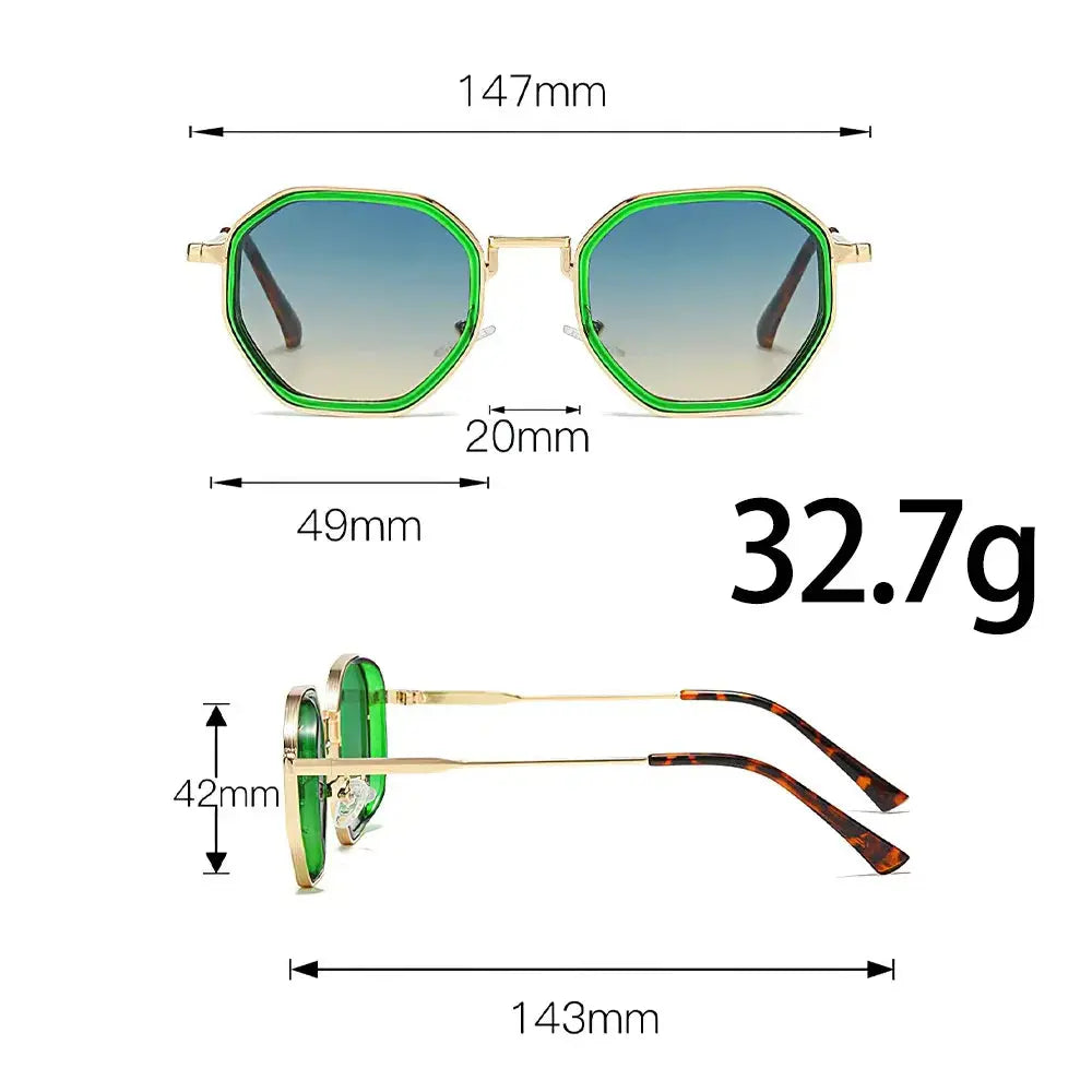 2025 New in Vintage Sunglasses for Women Modern Fashionable Octagonal Glasses with Black Lenses Golden Edging Sun Glasses - Suncollections