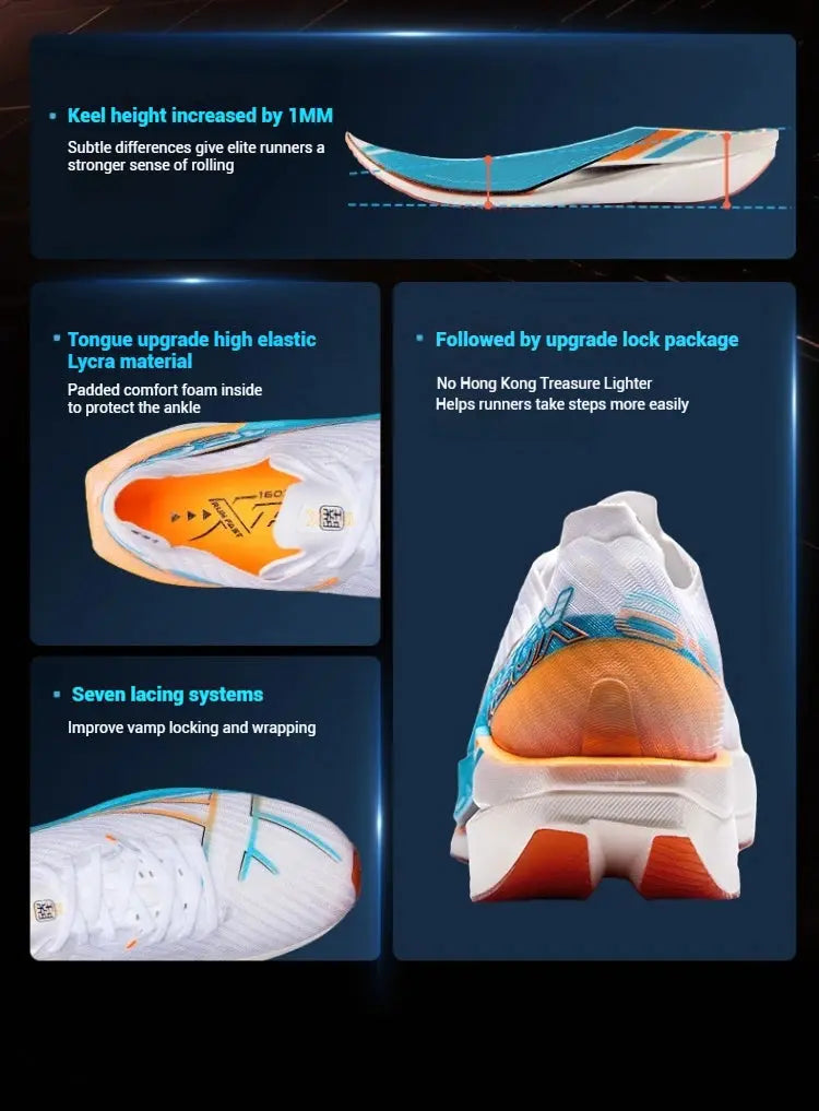 Xtep 160X 6.0 Running Shoes Professional Marathon PB Carbon Plate For Men 2024 Cushioning Shock Absorption Sneakers 976319110057 Suncollections