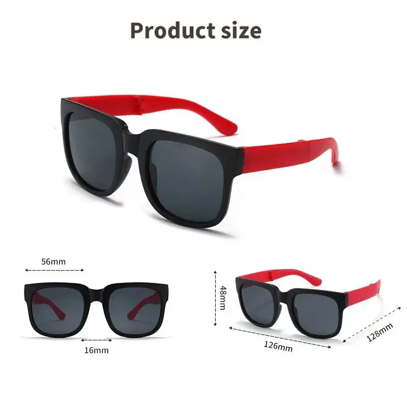Kids Outdoor Foldable Sunglasses Baby Boys Girls Travel Goggle Shades Eyewear Vintage Square Frame UV Sun Glasses for Children - Suncollections