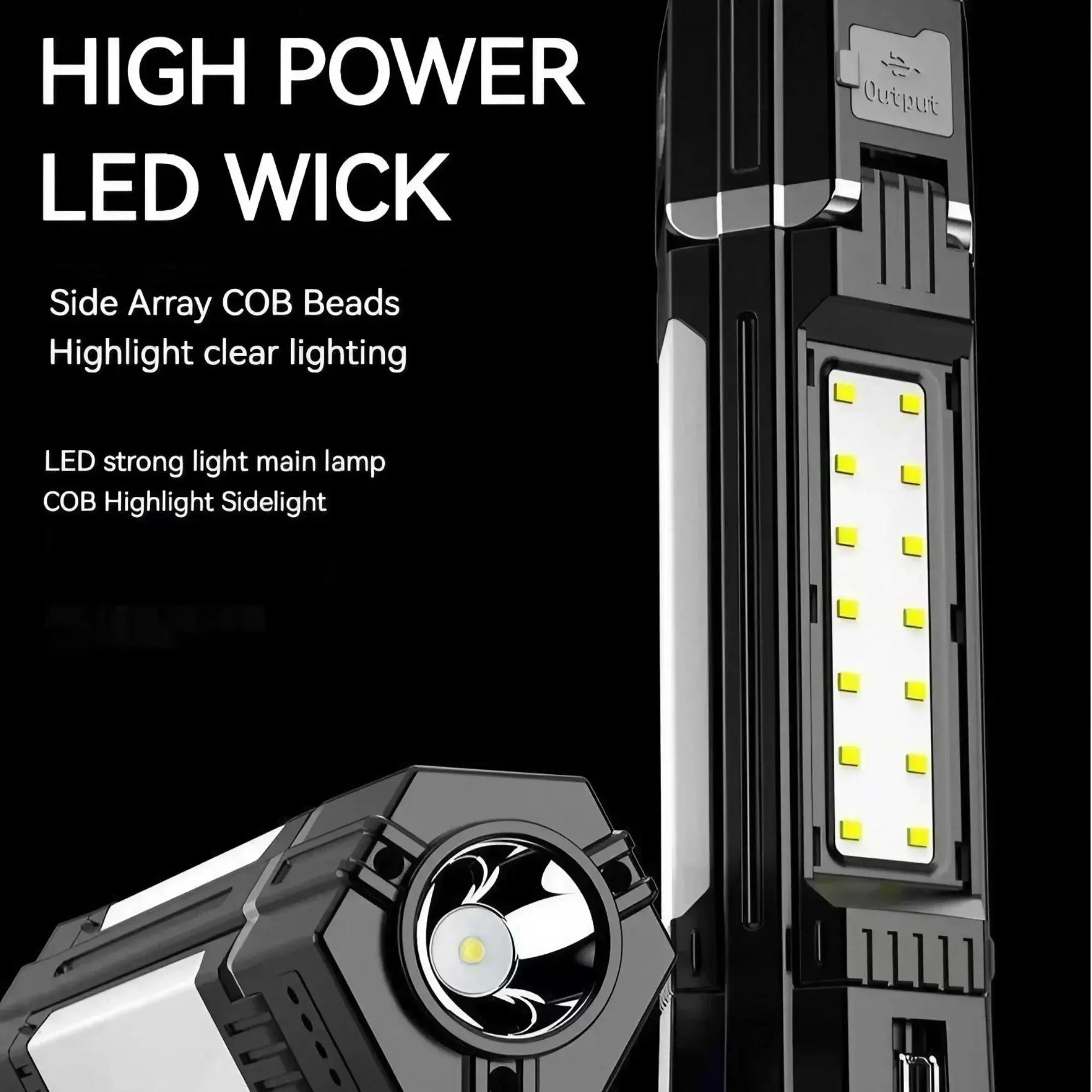 Rechargeable Outdoor Camping Light Tent Lamp Portable Foldable Flashlight Emergency Power Bank Work Floodlight - Suncollections