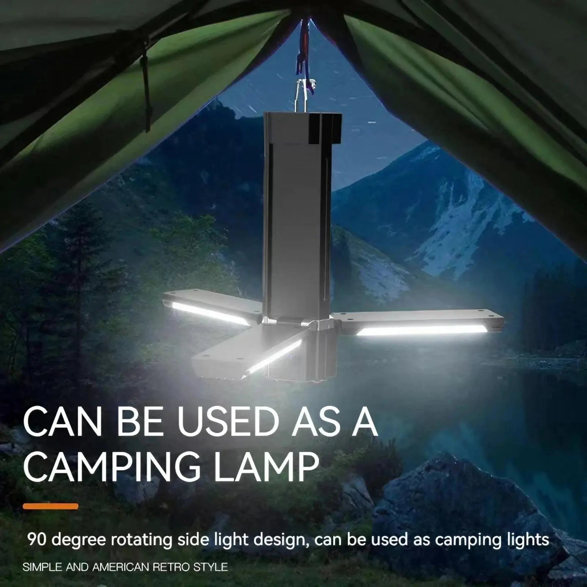 Rechargeable Outdoor Camping Light Tent Lamp Portable Foldable Flashlight Emergency Power Bank Work Floodlight - Suncollections