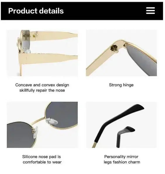 2024 Steampunk Sunglasses Retro Women's Oval Sunglasses Fashion Women's Classic Retro Small Metal Brand Glasses UV400 - Suncollections