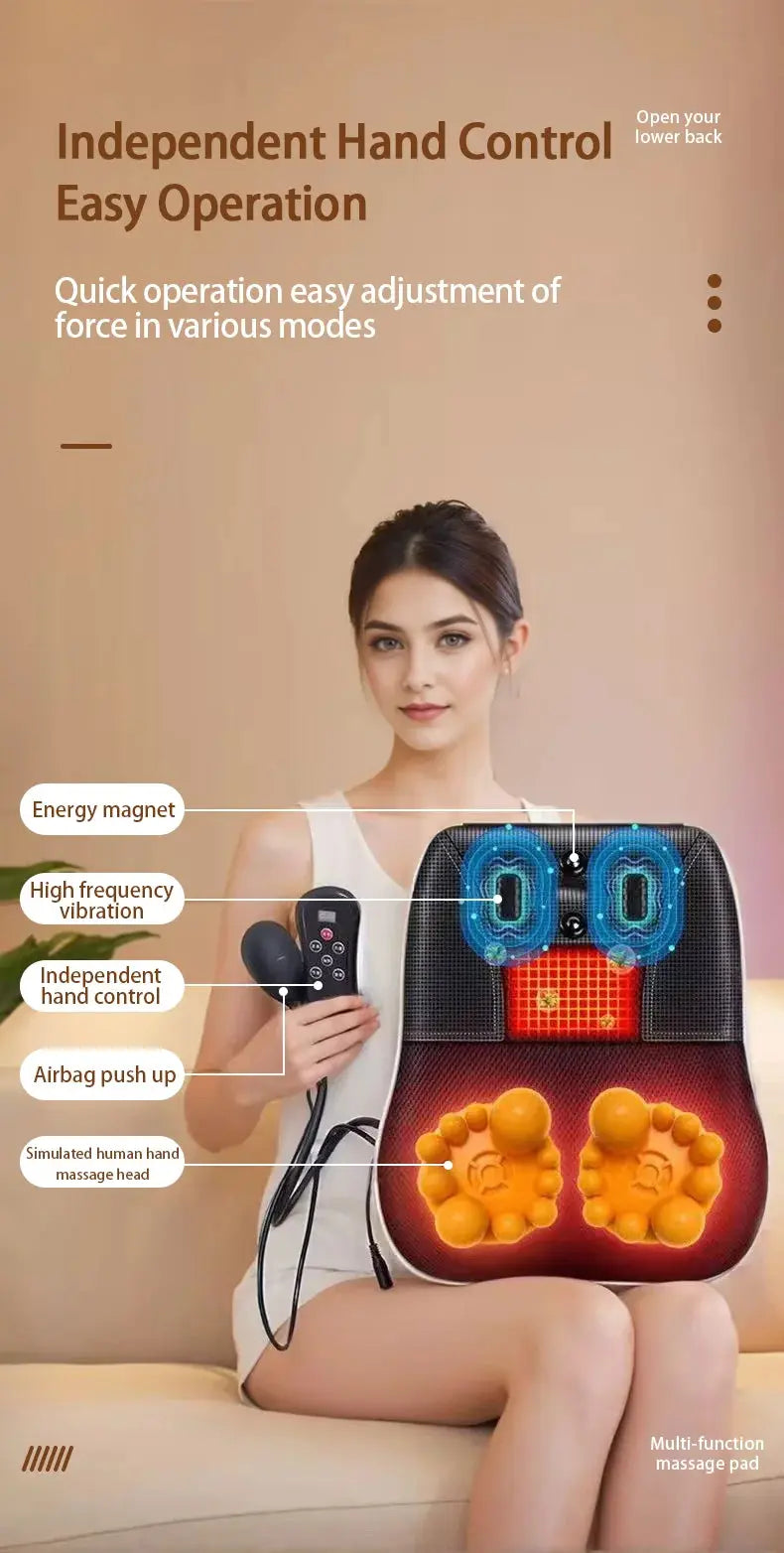 Electric Massage Neck Pillow Shiatsu Head Cervical Airbag Traction Body Back Waist Massager Car with Heating Vibrating Massage - Suncollections