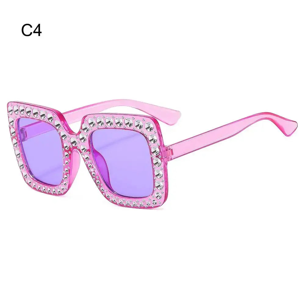 Luxury Children Fashion Sunglasses For Boys Girls Kids Sparkling Rhinestone Stylish Goggles Square Sun Glasses Decorative UV400 - Suncollections