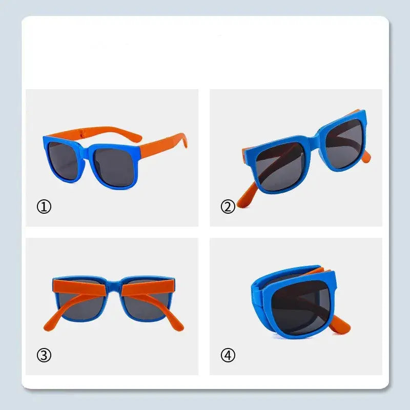 Kids Outdoor Foldable Sunglasses Baby Boys Girls Travel Goggle Shades Eyewear Vintage Square Frame UV Sun Glasses for Children - Suncollections
