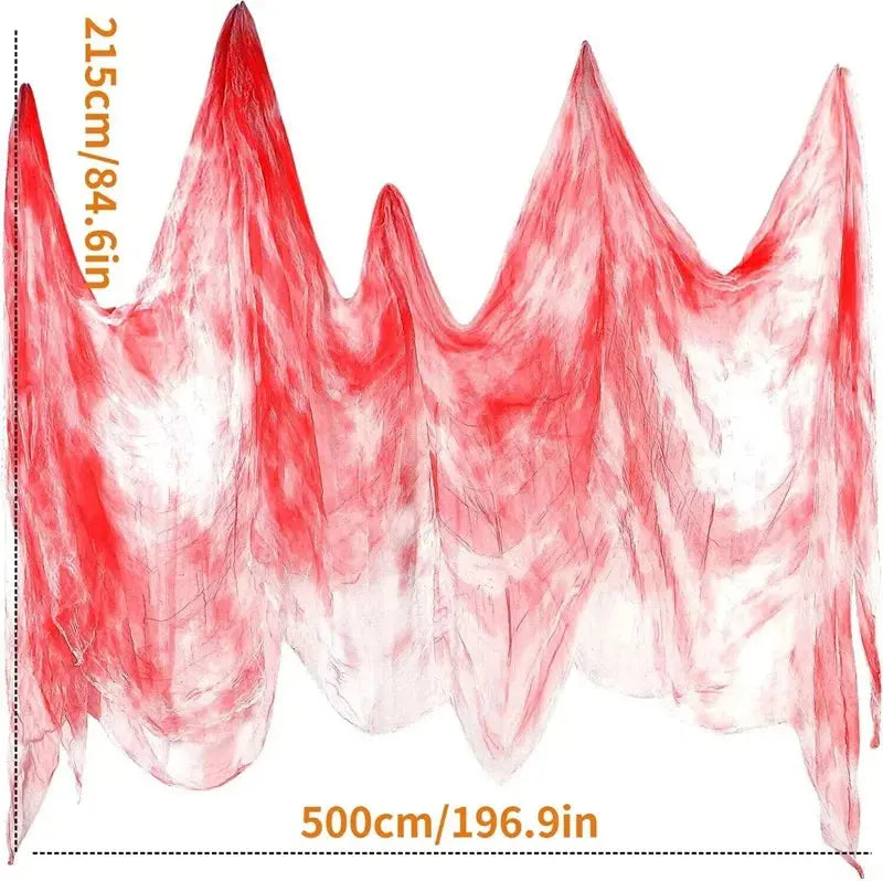 Halloween Decoration Gauze Black White Tattered Cloth With Blood Stains Stained Cloth for Decor Haunted House Secret Rooms Props Suncollections