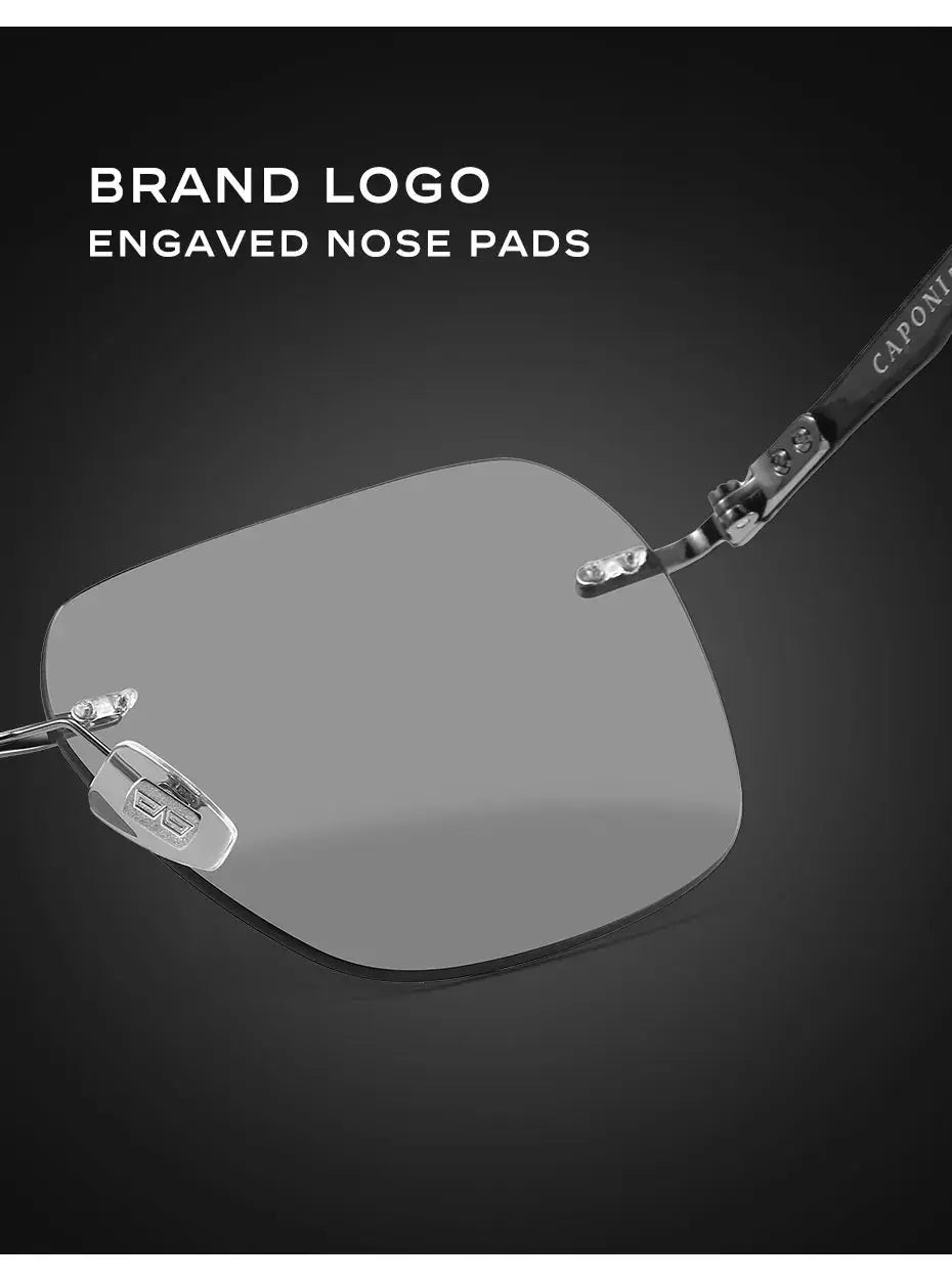 CAPONI Sunglasses Men Polarized Outdoor Ultra Light Pure Titanium Black Sunglasses Original Designer Photochromic Shade BS23503 - Suncollections