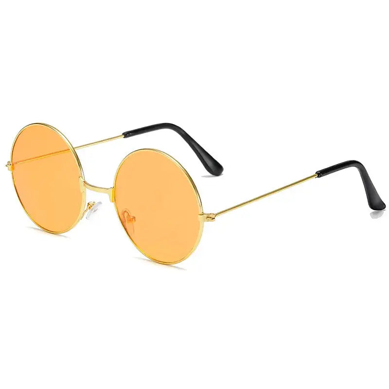 Retro Hippie Round Metal Frame Sunglasses Fashion Small Circle Sun Glasses Disco Party Candy Color Lens Eyewear for Women Men - Suncollections