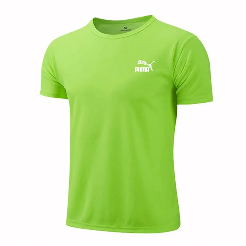 Men's Casual T-shirts Summer Quick Dry Breathable Round Neck Short Sleeve Elastic Outdoor Training Hiking Run T-shirts - Suncollections