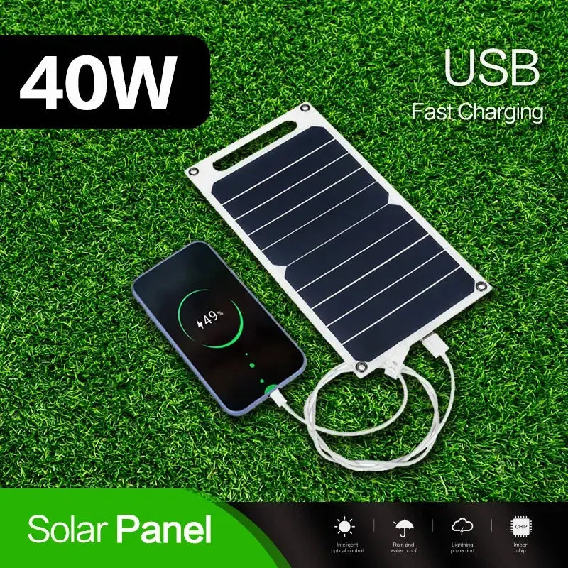 40W portable solar panel with USB interface design and 5V output solar power bank suitable for various outdoor activities - Suncollections