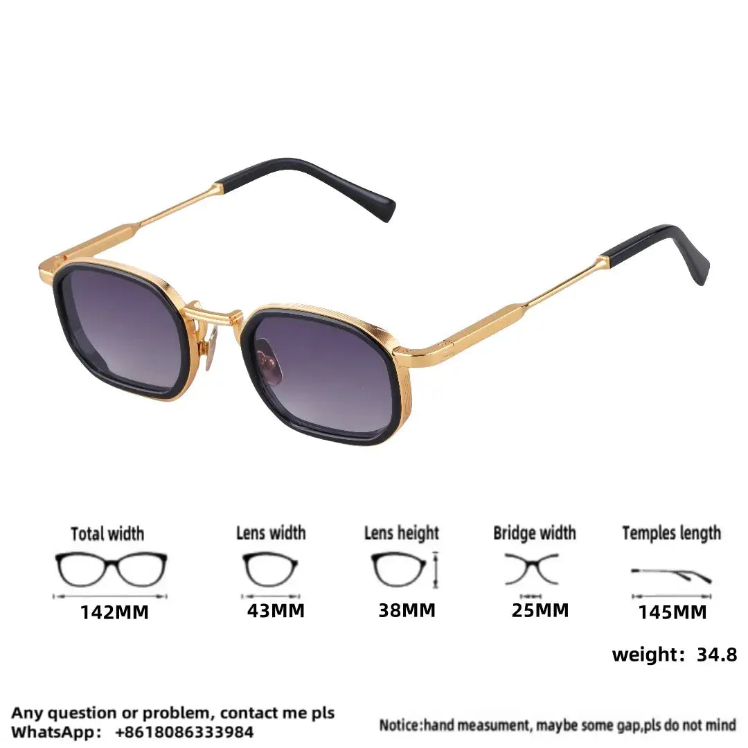 Heavy Metal Fashion Trend Luxury Vintage Sunglasses JEAN Alloy+Acetate UV400 HD CR39 Lens Retro Square Design Unisex Top Quality - Suncollections