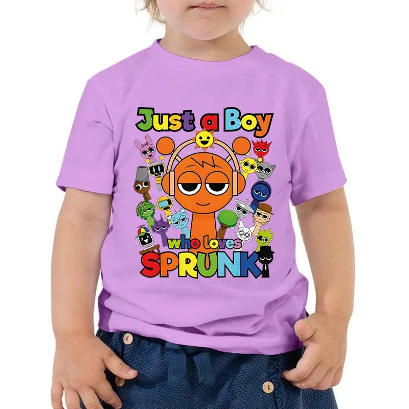 Anime Sprunki Incredibox Game Kids T-shirts Just A Boy Who Loves Sprunki Tops Cartoon Short Sleeve Funny Sprunki Boys Tshirts - Suncollections