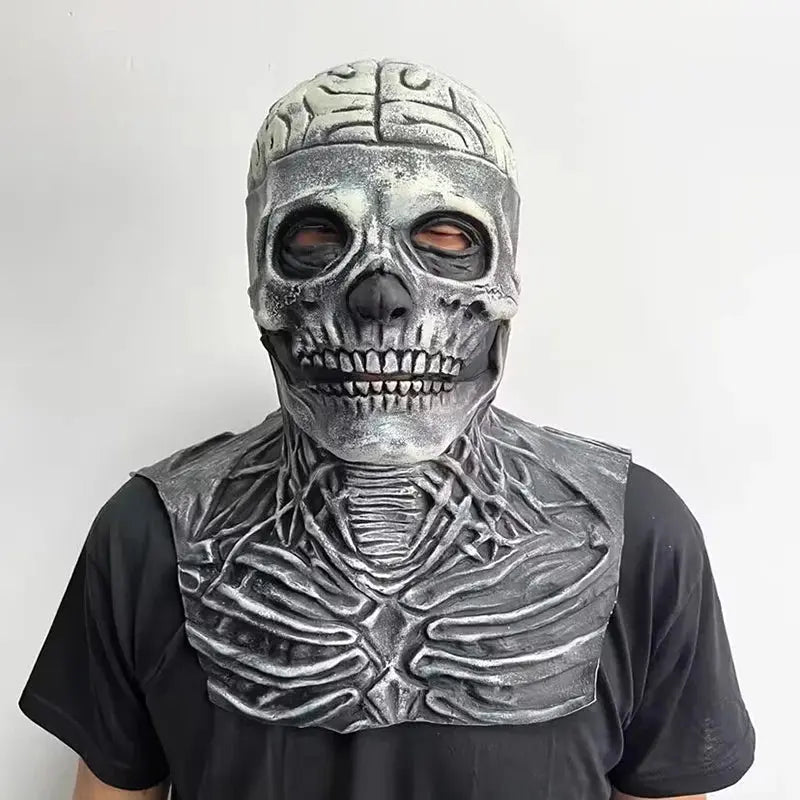 Full Head Skeleton Headgear Halloween Scary Mask Head Realistic Latex Mask for Cosplay horror Party Costume haunted house props Suncollections