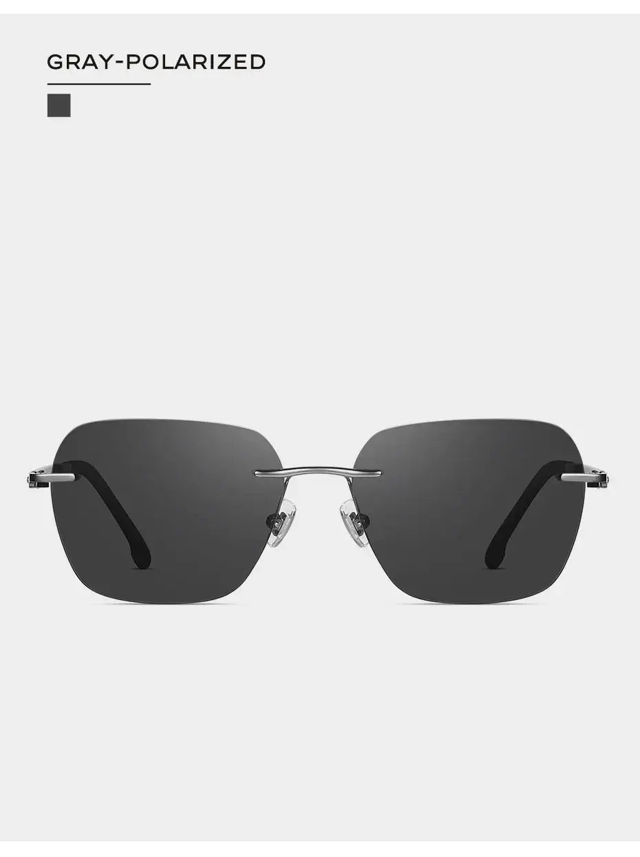 CAPONI Sunglasses Men Polarized Outdoor Ultra Light Pure Titanium Black Sunglasses Original Designer Photochromic Shade BS23503 - Suncollections