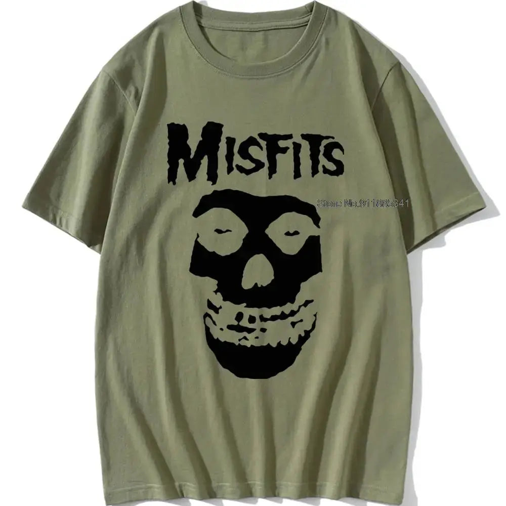 new men's hip-hop punk skull misfits brand cotton short-sleeve T-shirt marve - Suncollections