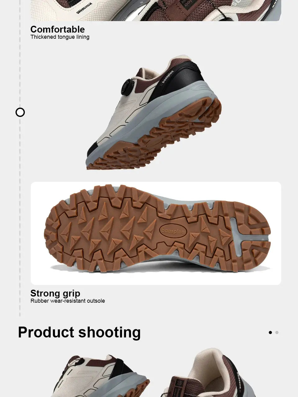 Baasploa New Men Outdoor Sneakers Mesh Breathable Rotating Button Hiking Shoes Male Comfort Rubber Sole Non-Slip Walking Shoes Suncollections