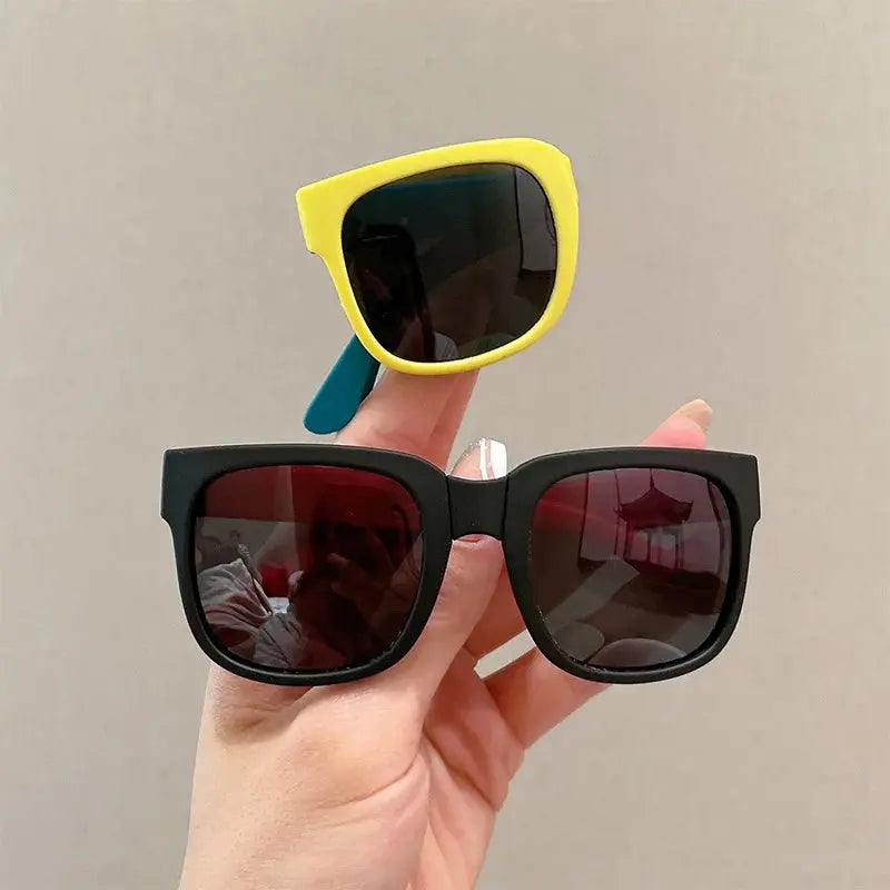 Kids Outdoor Foldable Sunglasses Baby Boys Girls Travel Goggle Shades Eyewear Vintage Square Frame UV Sun Glasses for Children - Suncollections