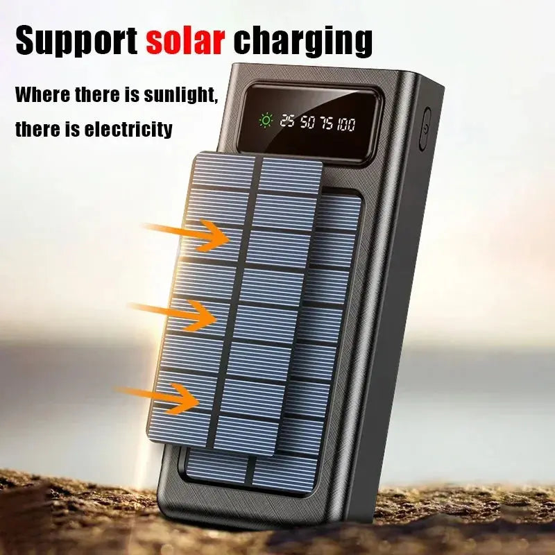Xiaomi New Solar Power Bank 200000mA Large Capacity Mobile Power Fast Charging Battery With Dual USB 4 Cables For iPhone Samsung - Suncollections