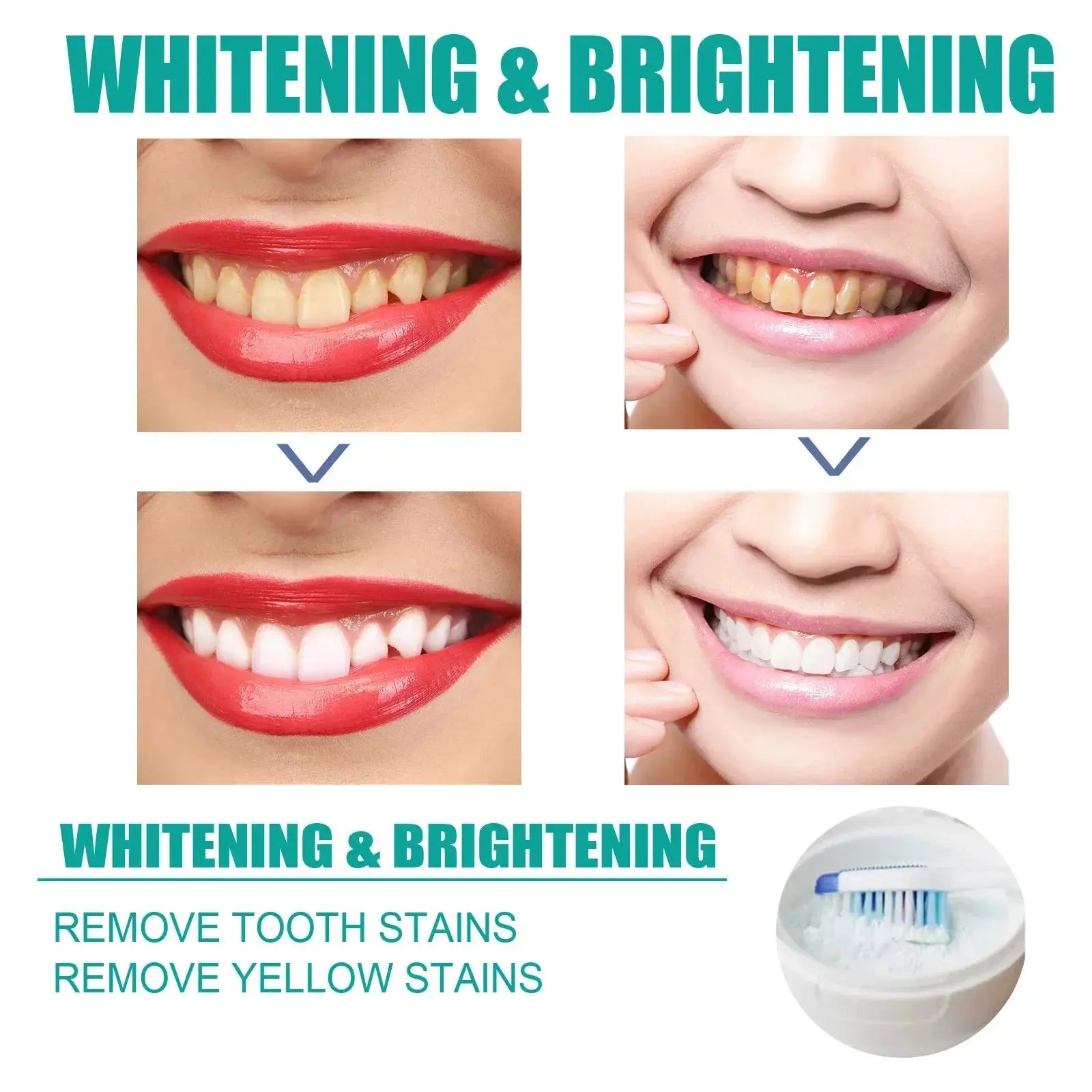 5 Days Teeth Whitening Toothpaste Remove Plaque Stains Powder Deep Cleaning Oral Hygiene Fresh Breath Brightening Tooth Care 50g - Suncollections