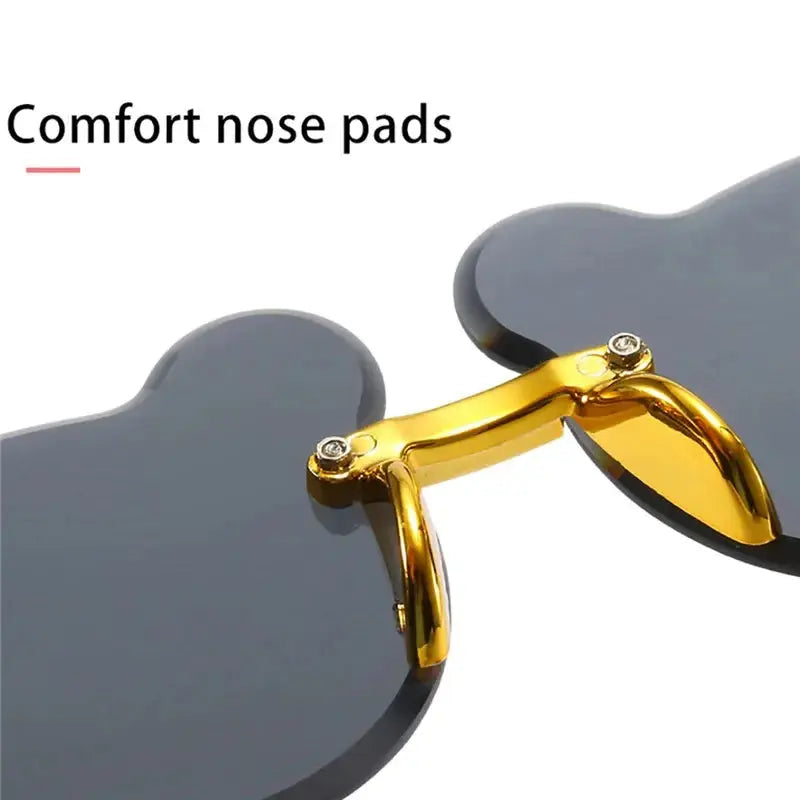 Fashionable New Outdoor Travel Skiing Sunglasses Cartoon Bear Sunglassess for Boy Girl Children Rimless Casual Sunglasses UV400 - Suncollections