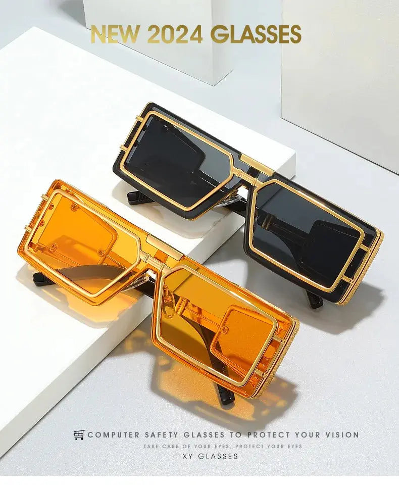 Square Punk Sunglasses Women Men Vintage Luxury Steampunk Sun Glasses Women Fashion Trendy Brand Design Driving Shades UV400 - Suncollections