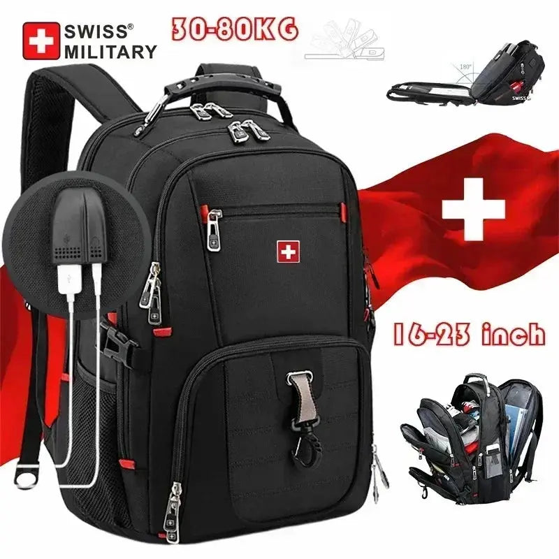 SWISS 17" Laptop Backpack Waterproof USB Charge Port - Suncollections