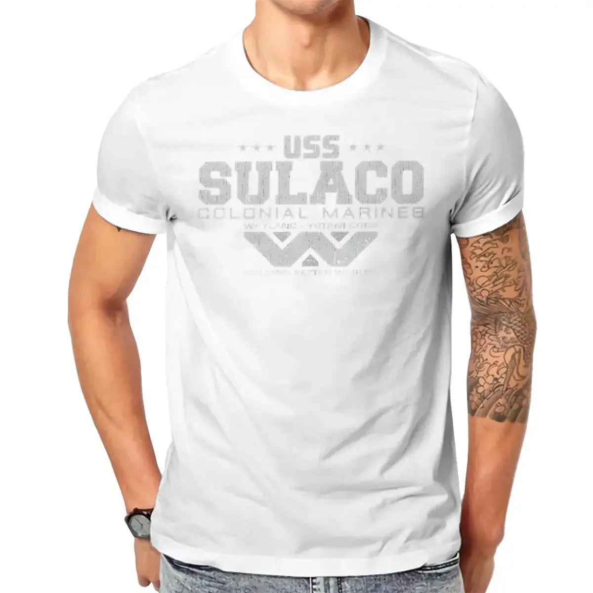 Colonial Marines USS Sulaco Tshirt Homme Men's Clothes Cotton T Shirt For Men - Suncollections