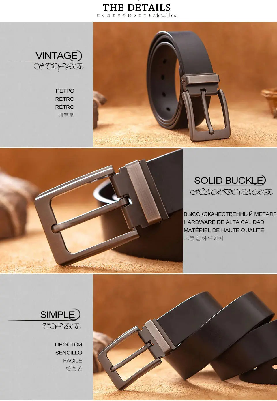 Cowhide Genuine Leather Belts for Men Male Pin Buckle Jeans Waist Belt Mens Black Brown Commuter business Belt Ceinture Homme - Suncollections