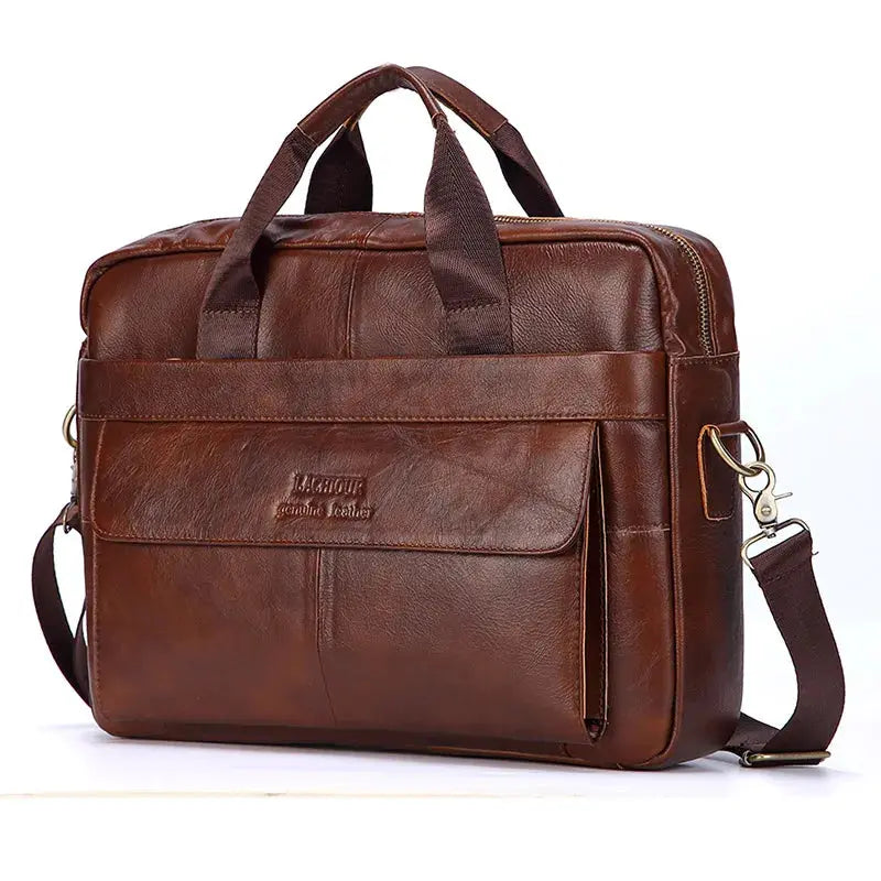 Men Genuine Leather Handbags Casual Leather Laptop Bags Male Business Travel Messenger Bags Men's Crossbody Shoulder Bag - Suncollections