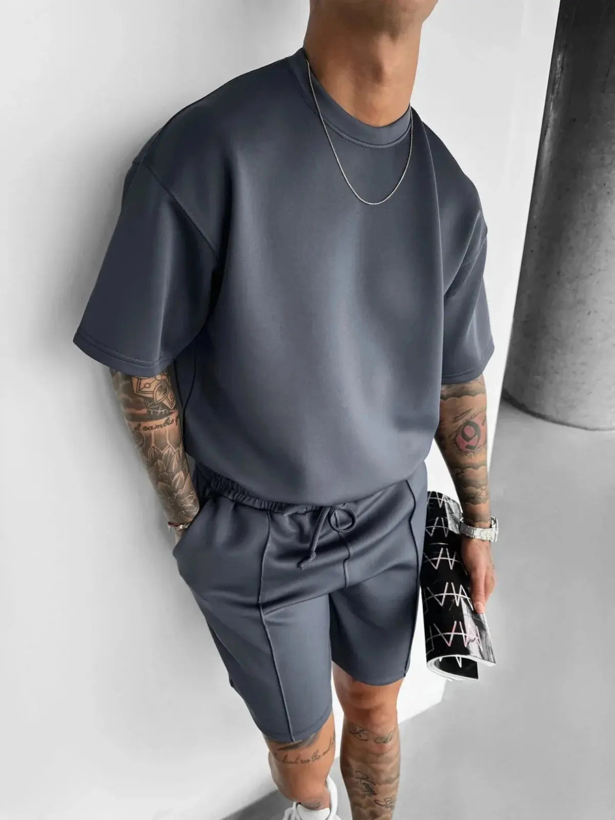 Men 2025 summer fashion sports design sense simple casual solid color quick drying short-sleeved T-shirt trend clothes - Suncollections