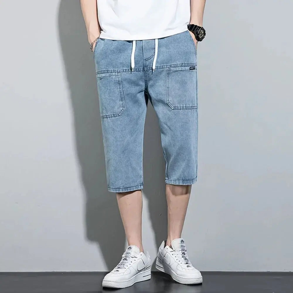 new Mens Summer Denim Short Men Jeans Fashion Streetwear Hip Hop Long 3/4 Capri Cargo Shorts bermuda masculina ropa hombre Suncollections