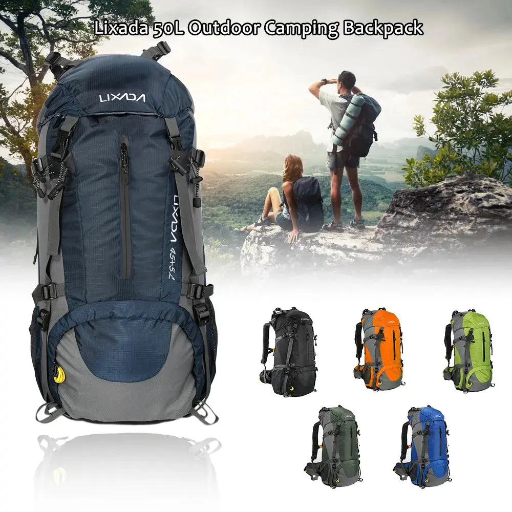 50L Waterproof Outdoor Sport Hiking Camping Travel Backpack Pack Mountaineering Climbing Trekking Bag Knapsack with Rain Cover - Suncollections
