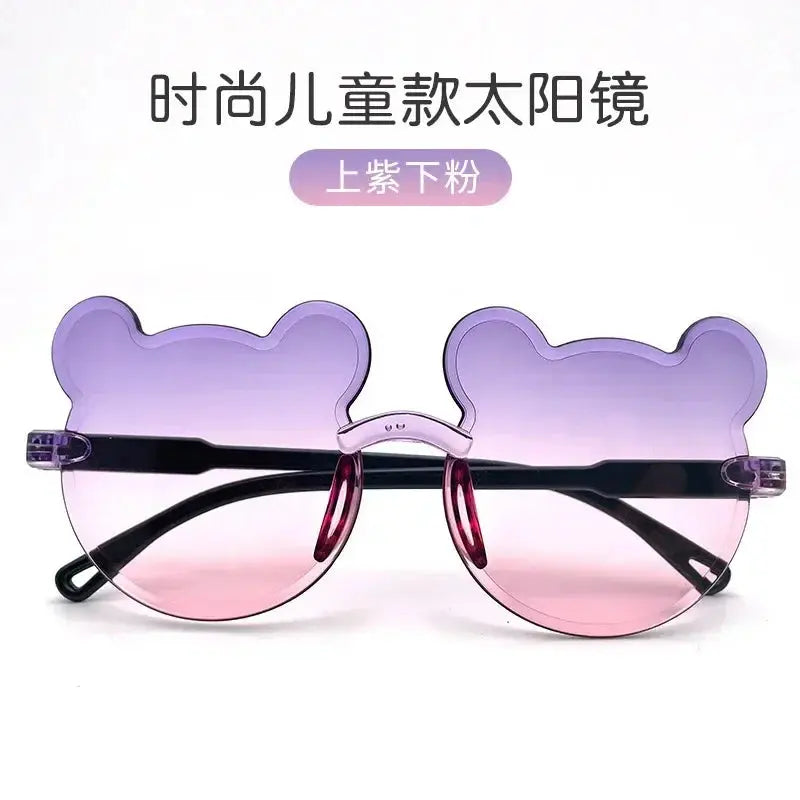 Fashionable New Outdoor Travel Skiing Sunglasses Cartoon Bear Sunglassess for Boy Girl Children Rimless Casual Sunglasses UV400 - Suncollections