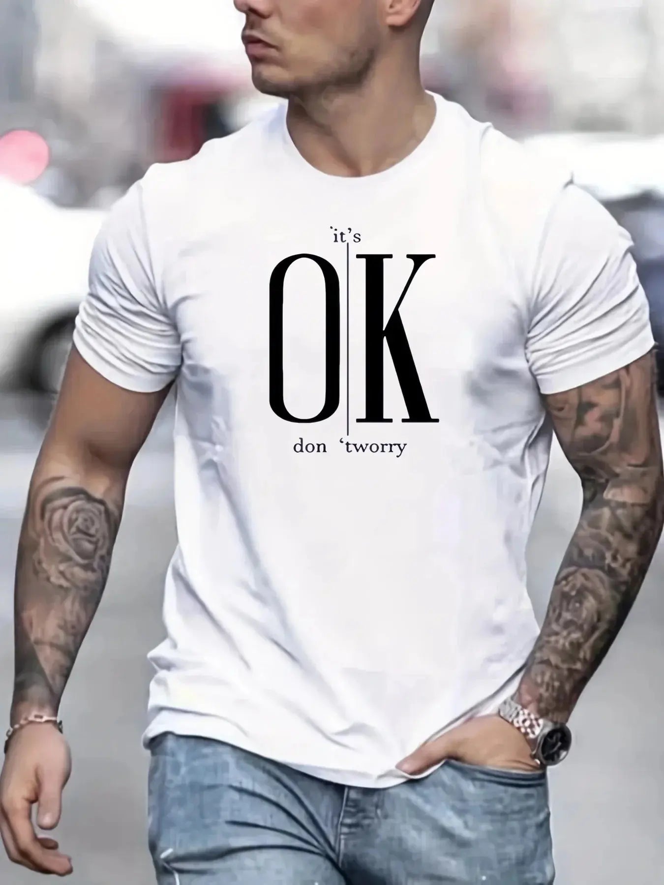 New men's 100% cotton short-sleeved T-shirt, crew-neck top comfortable casual, summer loose fashion T-shirt - Suncollections