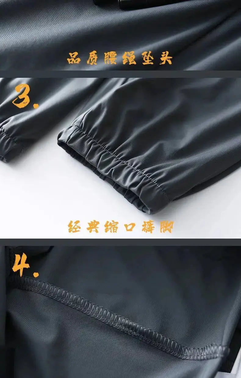 Summer Quick-drying Ice Silk Casual Pants Men's Ultra-thin Elastic Nine-point Pants Loose Drape Solid  Beam Feet Pants 7XL Suncollections