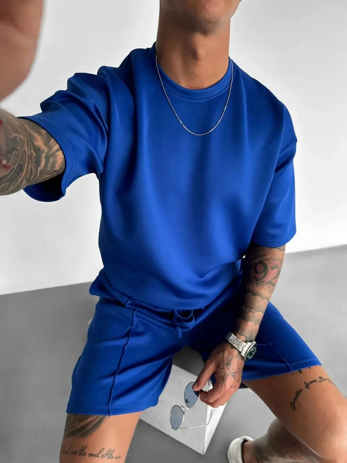Men 2025 summer fashion sports design sense simple casual solid color quick drying short-sleeved T-shirt trend clothes - Suncollections