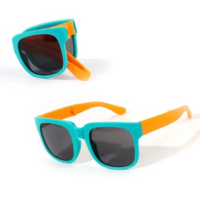 Kids Outdoor Foldable Sunglasses Baby Boys Girls Travel Goggle Shades Eyewear Vintage Square Frame UV Sun Glasses for Children - Suncollections