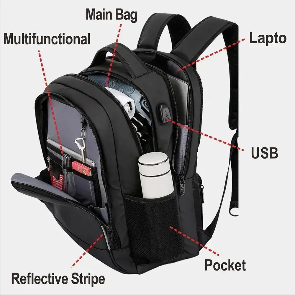 SWISS Men Laptop Backpack Waterproof Anti Theft USB Bag Large Capacity Fashion School Backpack Travel Backpack Back Pack Mochila - Suncollections