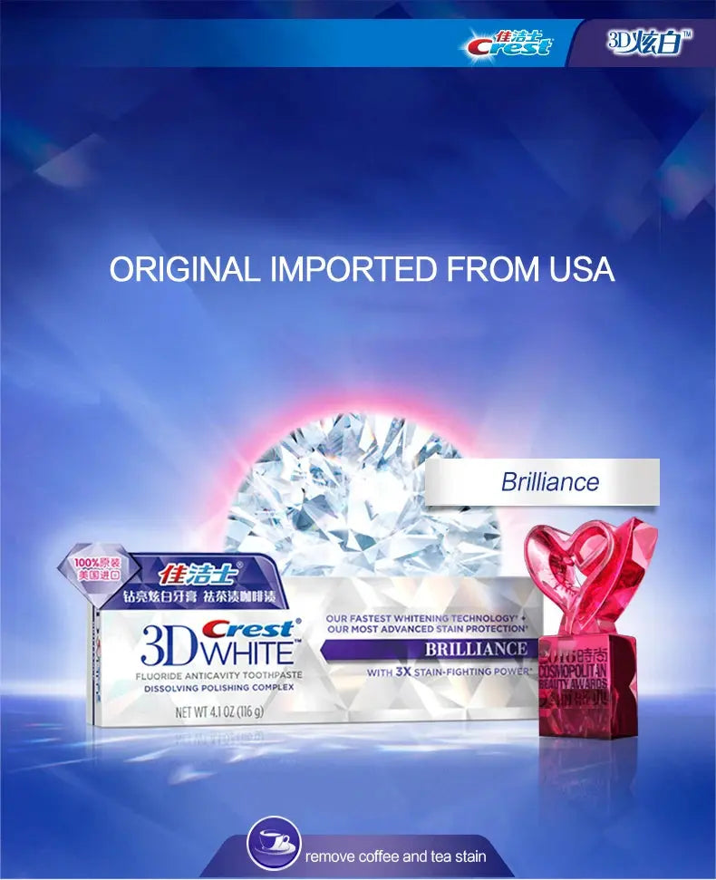Crest 3D Toothpaste Mousse White Brilliance Advanced Bleaching Toothpaste Activated Charcoal - Suncollections