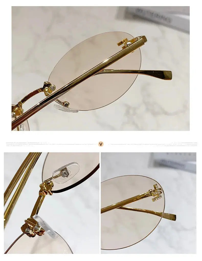 Elegant Diamond Oval Sunglasses Male Letter "F" Rimless Sunglasses  car sunglasses 90902 - Suncollections