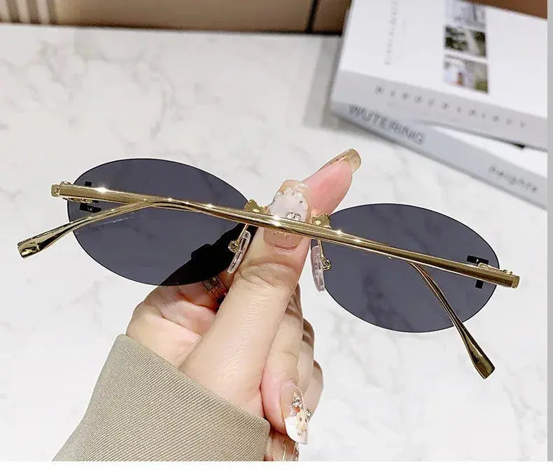 Elegant Diamond Oval Sunglasses Male Letter "F" Rimless Sunglasses  car sunglasses 90902 - Suncollections